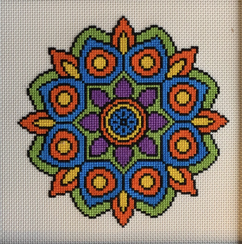 Mandala-inspired cross stitch project