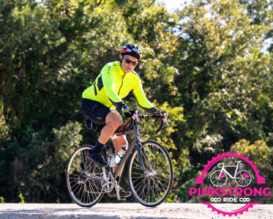 Me on my bicycle in the Pink Strong ride in October, 2025